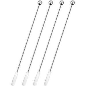 Ensemble de fouets à cocktail longs en acier inoxydable de qualité supérieure, quatre cuillères à mélanger réutilisables pour bar, au meilleur prix - Product Image 1