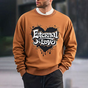 Sudadera de Felpa para Hombre, Corte Regular, Manga Regular, 100% Algodón, Cuello Redondo, Impresión Ecológica en Serigrafía para Invierno, Comercio Exterior - Product Image 1