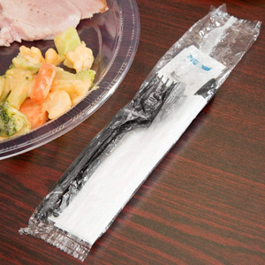 Eco-Friendly Biodegradable Disposable <b>Plastic</b> Cutlery Sets-Knife Fork Spoon Napkin Salt Pepper Individually <b>Wrapped</b> PP/PS Party - Product Image 4