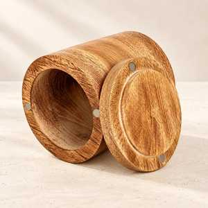 Conteneur à sel en bois rustique fait main, étanche, couvercle facile à ouvrir, compatible lave-vaisselle, écologique, rangement naturel pour condiments de cuisine - Product Image 6