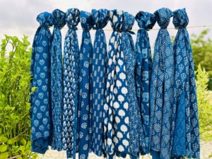 100% Pure Cotton <b>Sarong</b> Custom Indigo Floral Block Printed Wrap for Beach Vacation or Spa Use 1 Piece - Product Image 6