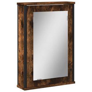 Engineered <b>Wood</b> Bathroom <b>Mirror</b> Cabinet 16.5"x4.7"x23.6" Smoked Oak Finish Bathroom <b>Shelves</b> - Product Image 2