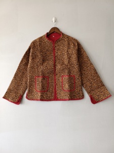 Floral <b>Quilted</b> Reversible <b>Jacket</b>: Indian Block Print Cotton - Product Image 1