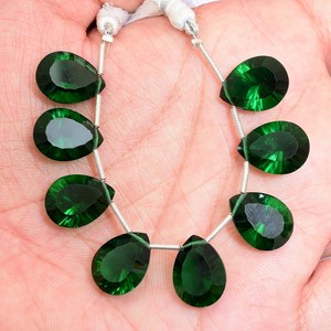 AAA+ Chrome 12x16mm Pear Faceted Cut <b>Stone</b> <b>Beads</b> Natural Chrome Diopside Hydro Quartz Gemstone Glass Concave <b>Beads</b> For Jewelry - Product Image 2