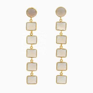 Pendientes de Plata de Ley 925 para mujer y niña, calcedonia gris Natural, increíble diseño bonito, moda de gota larga para regalos - Product Image 1