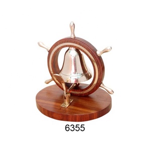 Cloche de Table de roue de bateau en laiton nautique à manger avec cloche décorative de bureau d'hôtel à la maison polonaise brillante pour la vente en gros - Product Image 3
