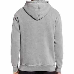 Sweat-shirt à capuche unisexe gris uni 100% coton, coupe classique, décontracté, avec poche avant - Product Image 2