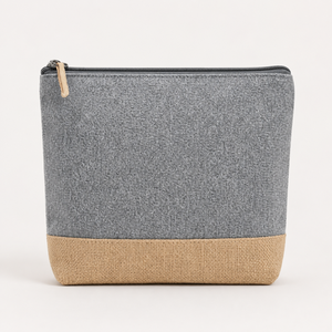 Recycled Cotton <b>Toiletry</b> <b>Bag</b> Natural Juco Base Zipper Cosmetic Makeup Pouch Custom Logo Wholesale OEM ODM Private Label Supplier - Product Image 4