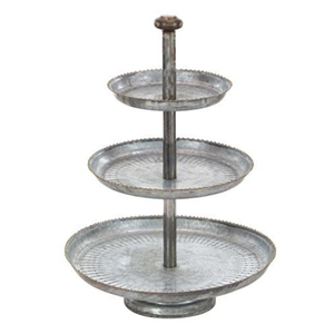 High Quality Antique 3 Tier Galvanized Metal Cake Stand Farmhouse Tiered Serving <b>Tray</b> for Wedding Party and Dessert Display - Product Image 1