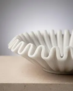 Bols décoratifs classiques en marbre blanc naturel pour mariage et fête, 100 % faits à la main, pour fruits, bijoux, onyx, travertin, style moderne - Product Image 3