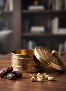 Boîte de rangement élégante en métal doré vieilli pour fruits secs et dates, organisateur de table couvert pour l'hôtellerie - Product Image 4