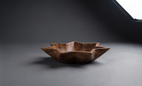 Bol de service en bois de noyer et bois de manguier, forme étoile à six branches, design géométrique, élégant, pour centre de table
