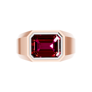 Juego de bisel de rubí de corte esmeralda cultivado en laboratorio de oro de 14 quilates y 18 quilates, joyería de declaración certificada IGI Classic para bodas, fiestas, compra a granel - Product Image 3