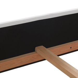 Set Letto Imbottito Marcella King-Size con Testiera in Poliestere Bianco Brillante, Letti Imbottiti Eleganti - Product Image 4