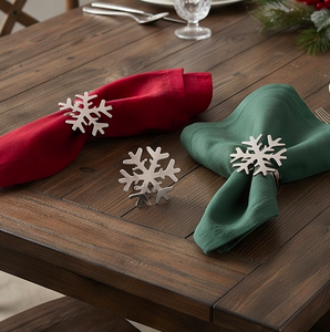 <b>Silver</b> Snowflake <b>Napkin</b> Rings Metal Christmas Table Decorations For Holiday And Dinner Party Use - Product Image 5