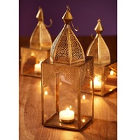 Ensemble de lanternes marocaines en verre et métal doré oriental, 3 pièces, faites à la main, écologiques, décoration de Noël pour la maison, porte-bougie, porte-candele, porte-lumière