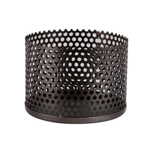 Copper-Toned Metal <b>Tealight</b> <b>Holder</b> With Geometric Diamond Texture Modern Decorative Votive Candle Jar For Festive Gifting - Product Image 6