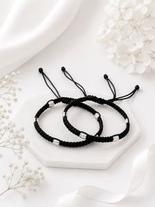 Bracelet de cheville tressé réglable en fil noir pour femme, idéal pour le quotidien - Product Image 4