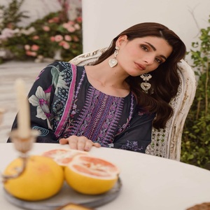 Ramsha Vol MASHAAL-10 Long Maxi Frock Heavy Embroidered Lawn Three-Piece Punjabi Suit for Women <b>Eid</b> <b>Dresses</b> Salwar Kameez - Product Image 3