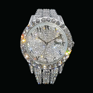 Reloj deportivo unisex de acero inoxidable de lujo de 41 mm con esfera helada, grandes diamantes de moissanita, logotipo cuadrado, aleación, cuarzo, estilo hip hop - Product Image 5