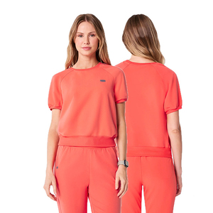 Women's Coral <b>Scrub</b> <b>Set</b> With Needle Detection Hospital Uniform Pants And Top Knitted Cotton Polyester <b>Scrubs</b> For Medical Use - Product Image 2