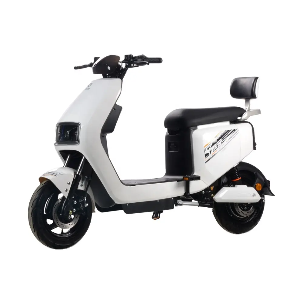 Motocicleta elétrica equipada com freio a disco, absorção de choque dupla, 1000w/1500w, bateria de chumbo-ácido 48/60/72v, instalação