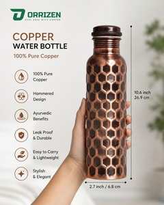 Botella de Agua Clásica Daystar de Cobre, Modelo DST-AT-044, Diseño Moderno, Martillada a Mano, Ecológica, a Prueba de Fugas, Reutilizable, para Exteriores - Product Image 3