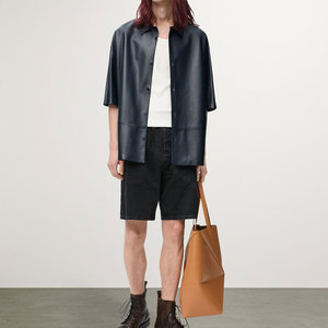 Chemises en cuir 100% pour hommes, dernier design, manches courtes, haute qualité, respirantes, imperméables, col montant, hiver, couleurs personnalisées, OEM - Product Image 3