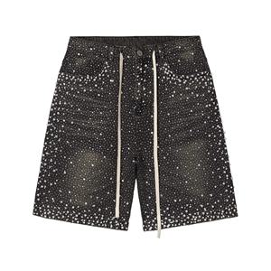 Pantalones Cortos de Mezclilla Personalizados de Alta Calidad, 100% Algodón, Transpirables, para Hombre, Lavado Claro, Cintura Media, Estilo Casual, con Botones, para Verano - Product Image 1
