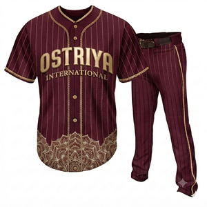 Best Selling Button Adults Wear Baseball Uniform Set Short Sleeve Front Heat-Transfer Printed High Quality Soft Fabric Made - Product Image 5