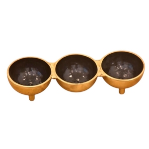 Ensemble de 3 bols décoratifs en métal doré en forme de fleur, support pour fruits secs, centre de table pour salle à manger ou salon - Product Image 3