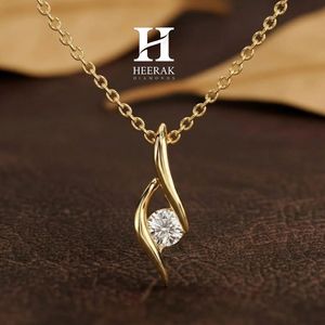 Elegante Collar con Colgante de Diamante Solitario en Espiral, Chapado en Oro de 14k, Colgante Moderno Trenzado para Mujer, Joyería Fina Minimalista - Product Image 3