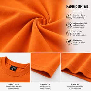 เสื้อยืดฮาโลวีนผู้ชายสีส้ม ผ้าฝ้าย พิมพ์ลายฟักทองและค้างคาวสุดหลอน แขนสั้น ทรงโอเวอร์ไซส์ สไตล์ลำลองแนวสตรีทแวร์ - Product Image 5