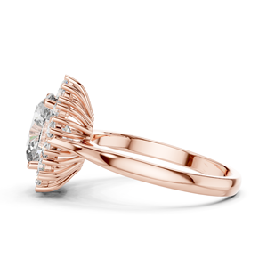 Bague de fiançailles de luxe en alliage avec moissanite taille ovale et halo, sertie de griffes en or rose 18 carats pour femme - Product Image 2