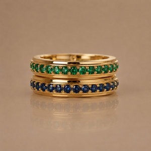 Bague éternité plaquée or avec pierre de naissance - Zircon blanc, turquoise, tourmaline rose, émeraude, bague halo, cadeau pour elle - Product Image 2
