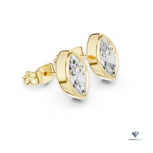2.50 TCW Yellow <b>Gold</b> Marquise Lab Grown Diamond Three Piece Jewelry Set in 14K <b>Solid</b> <b>Gold</b> Bezel Setting <b>Pendant</b> and Earrings - Product Image 4