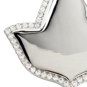 Broche en forme de feuille de lierre en cristal argenté avec bordure en strass, élégant accessoire de bijouterie pour femmes, mariage, fête - Product Image 2