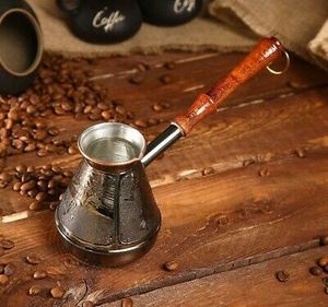 Cafetera Artesanal de Cobre Puro con Asa de Latón, Cafetera Turca, Árabe, Griega, Olla Tradicional para Calentar Leche, Utensilio de Cocina - Product Image 3
