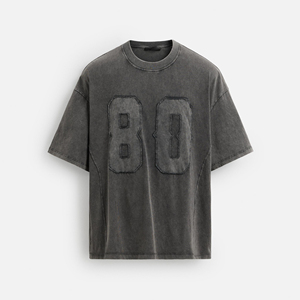 T-shirts personnalisés pour hommes en coton, style streetwear, coupe oversize, col rond côtelé, avec patch brodé, épaules tombantes, t-shirt vierge épais pour hommes - Product Image 1