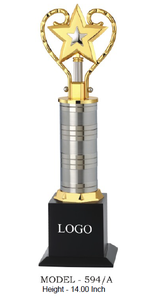Trofeo Estrella de Metal Plateado con Logotipo Personalizado, Base Negra, Copa de Premio Deportivo Modelo 594, 3 Tamaños - Product Image 4