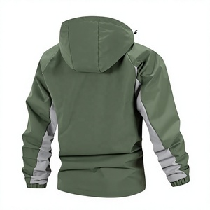 Chaqueta Softshell Verde Oliva para Hombre, Deportiva, con Capucha, Bolsillos con Cremallera, Impermeable, Resistente al Viento, para Todas las Estaciones, Ropa de Exterior - Product Image 2
