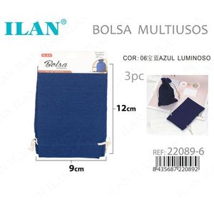 Ilan Borsa Multiuso 9x12 Cm 3 Pezzi Blu Luminoso - Product Image 3