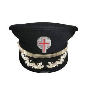 Sir Knight Knights Templar Fatigue <b>Cap</b> Silver Vinework Premium Black Ceremonial Regalia Headwear - Product Image 3