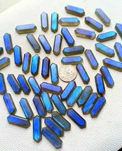Cabochons de labradorite bleu foncé naturel de haute qualité, facettés, taille diamant, dos plat, pierres précieuses en vrac pour la fabrication de bijoux - Product Image 3