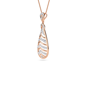 Collier de luxe en argent sterling 925 plaqué or avec pendentif goutte d'eau en diamant de laboratoire, motif chevron et plume, bijou raffiné - Product Image 5