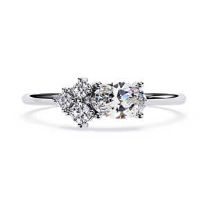 Platinum Oval Cut Diamond Engagement <b>Ring</b> With Natural Side Diamonds GIA Certified Classic Women's Jewelry - Product Image 1