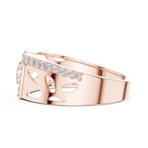 Bague en or rose 18 carats avec boucle ajourée LUXE PAV, plaquée rhodium, diamant rond de laboratoire, pour mariage, fiançailles, cadeau, usage professionnel, homme - Product Image 3