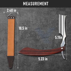 Lames de rasoir droites de haute qualité en acier inoxydable, manche pliable en bois pour barbier, rasoir pour barbe et cheveux, logo personnalisé réglable - Product Image 6