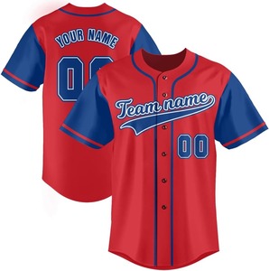 Custom Men's Red Baseball Jersey Short Sleeve Button Front Team Name Printed Polyester Breathable Adult Regular Fit - Product Image 1