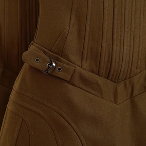 Robe coréenne OEM ODM tendance, marron uni, noire, sans bretelles, style corset, mini, en satin, taille haute, avec ceinture, coupe ajustée, ligne A, pour femme, soirée - Product Image 5